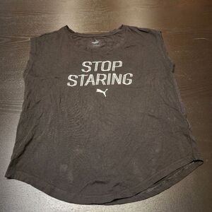 PUMA "Stop Staring" Sleeveless Crew Neck Round Hem T Shirt